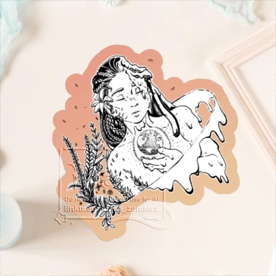 Earth Day Girl "Melting" 🌍 Colored Edge Sticker