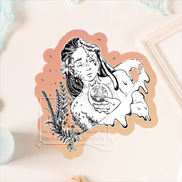 Earth Day Girl "Melting" 🌍 Colored Edge Sticker