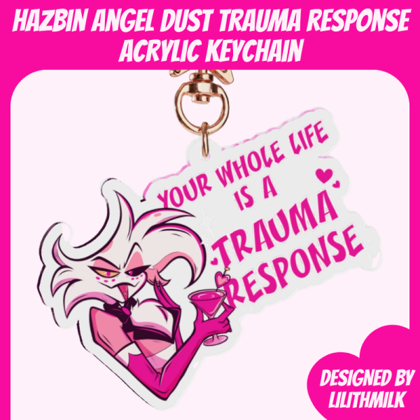 Hazbin Hotel Angel Dust Trauma Response Acrylic Keychain