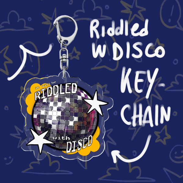 Riddled with disco keychain