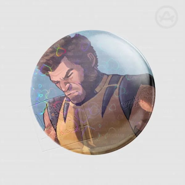 Logan Howlett / Wolverine (X-Men) Fan Art Badge - Holo Heart Finish