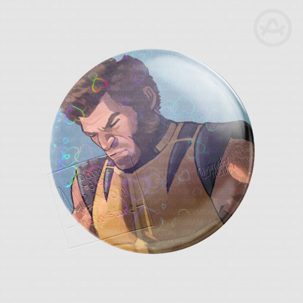 Logan Howlett / Wolverine (X-Men) Fan Art Badge - Holo Heart Finish