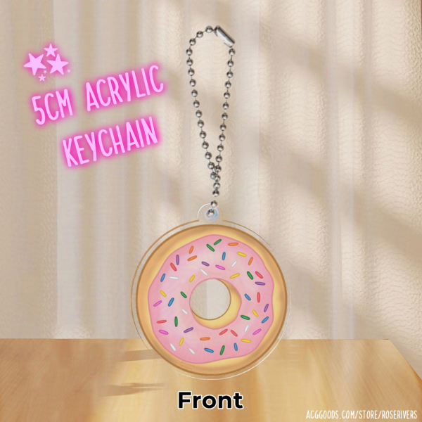 Pink Sprinkle Donut - 5CM Acrylic Charm Keychain