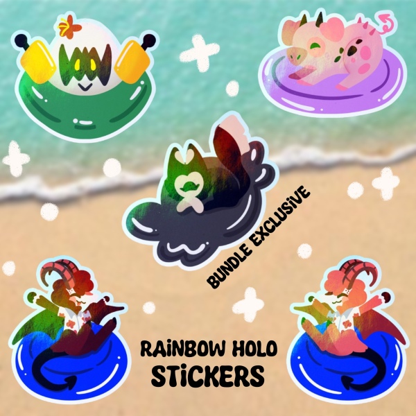 Summer hazbin hotel pet holographic sticker