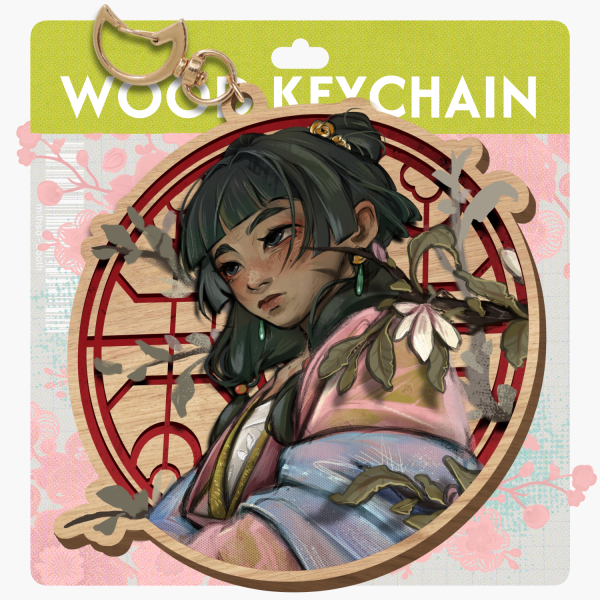 Garden Party Maomao - Wood Keychain