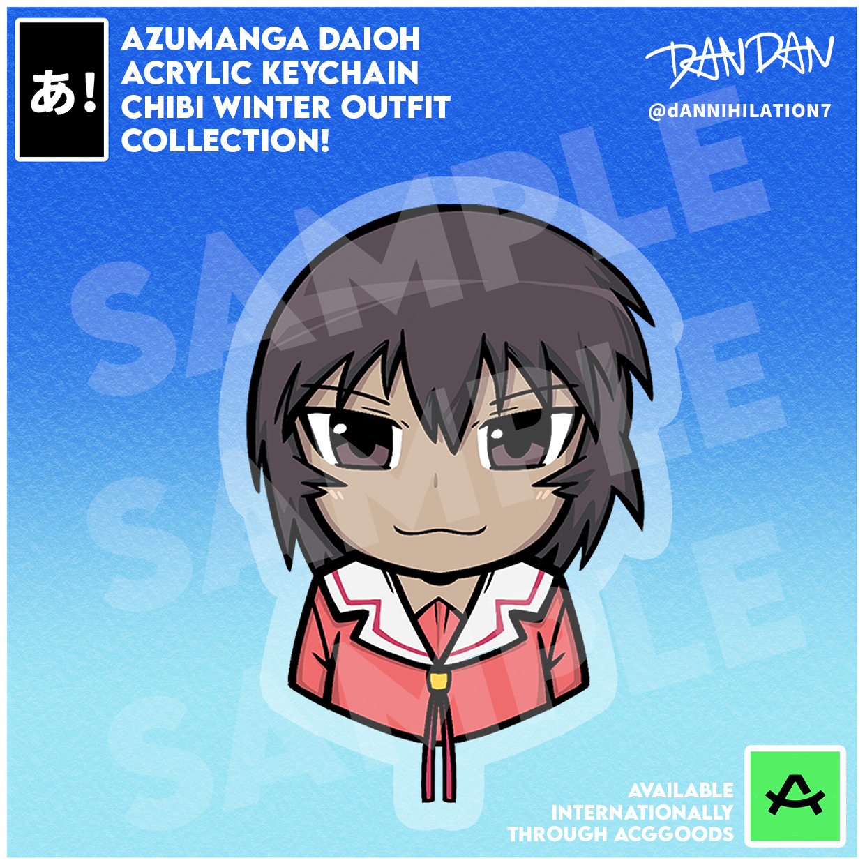 Azumanga Daioh Kagura Chibi Acrylic Keychain (winter uniform)