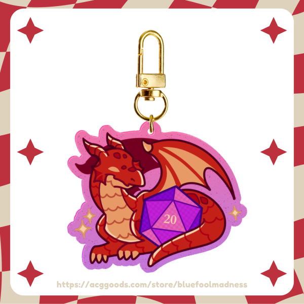 Red Dragon D&D - Glitter Acrylic Keychain