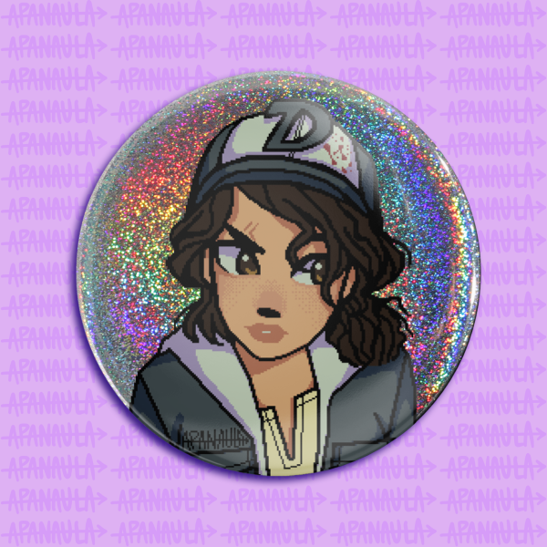 Pixel Clem Rainbow Holographic Badge