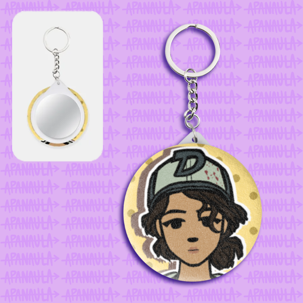 Clem Plush Badge Mirror Keychain