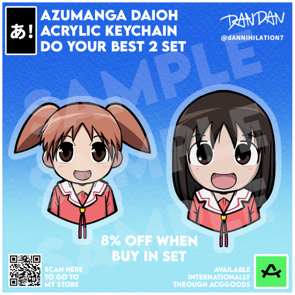 Azumanga Daioh Chibi Acrylic Keychain Do Your Best 2 Set (winter uniform)