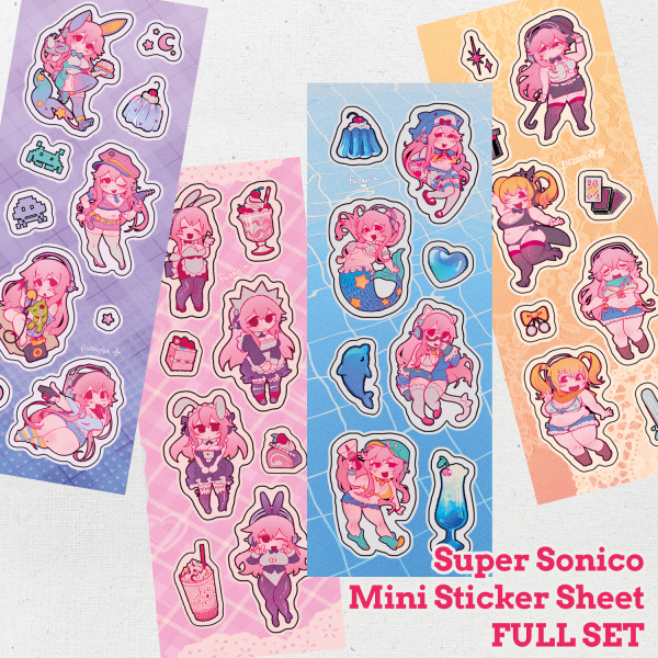 Super Sonico Mini Sticker Sheets // Full Set