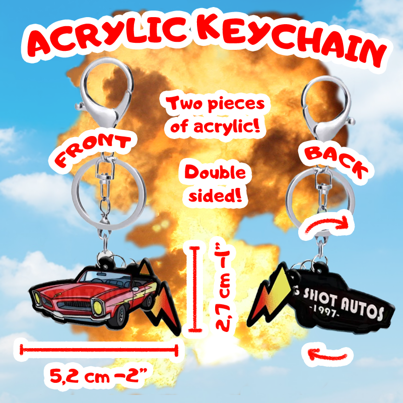 Spamton's "Big Shot Autos" - Acrylic 2-Piece Keychain [Deltarune]