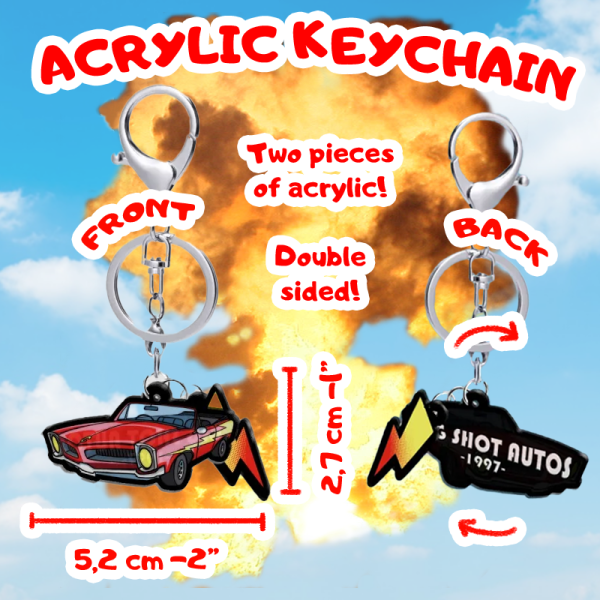 Spamton's "Big Shot Autos" - Acrylic 2-Piece Keychain [Deltarune]