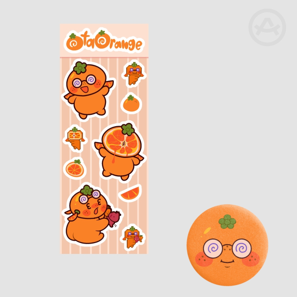 I <3 OTAORANGE - STICKER SHEET & PLUSH PIN-BACK BADGE SET