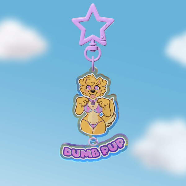 Dumb Pup Rainbow Acrylic Keychain
