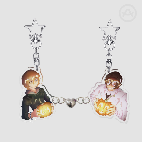 Soukoku Halloween Heart Magnet Keychain | BSD