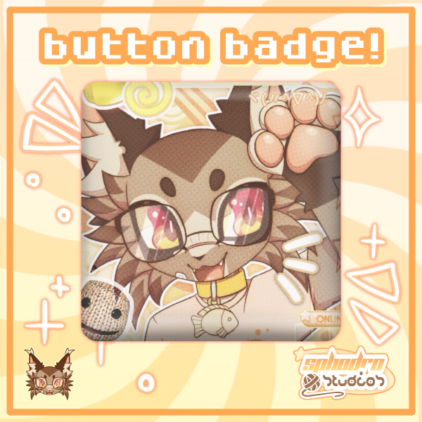 Badge/Pin | Jeon - Cat OC/Fursona - Rectangular PU (58mm)