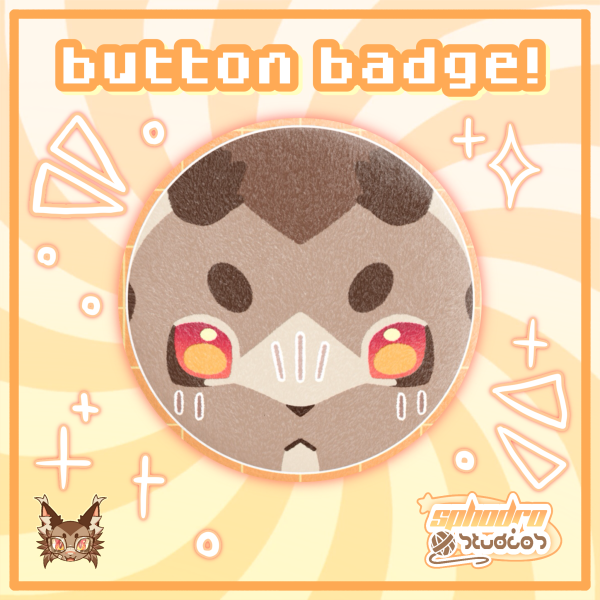 Badge/Pin | Jeon - Cat OC/Fursona - Plush Button (65mm)