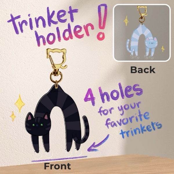 Cat Trinket Holder Clear Acrylic Keychains