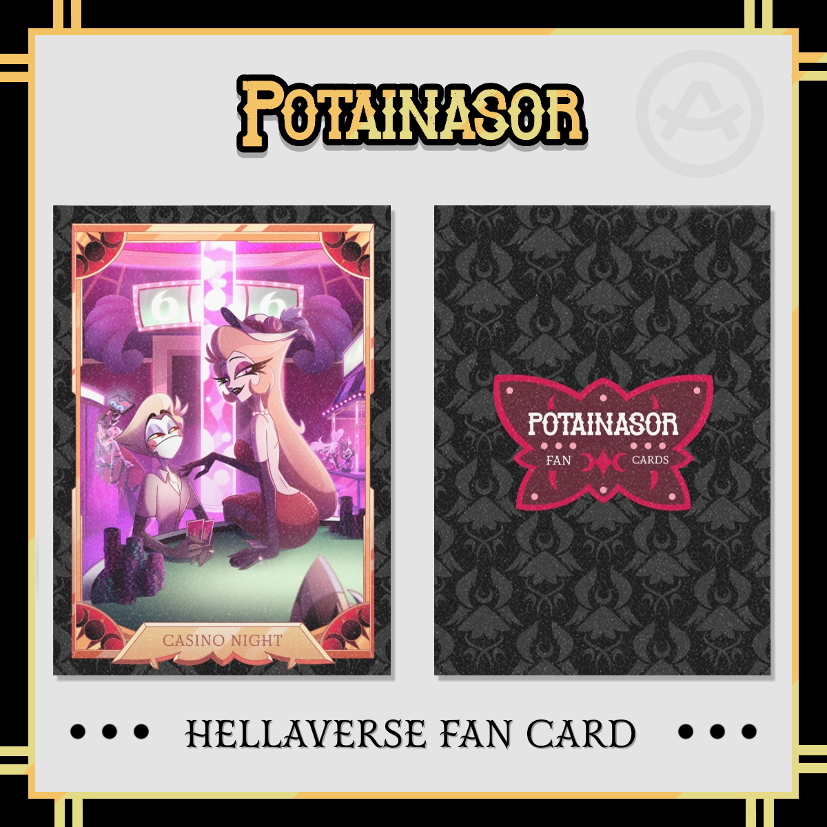 Casino Night 🎰💫 | Holographic Photocard | Hazbin Hotel | Potainasor 🖤✨️❤️ FAN CARD