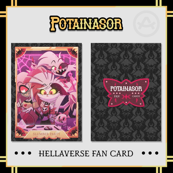 Slumber Party 🩷💀 | Holographic Photocard | Hazbin Hotel | Potainasor 🖤✨️❤️ FAN CARD