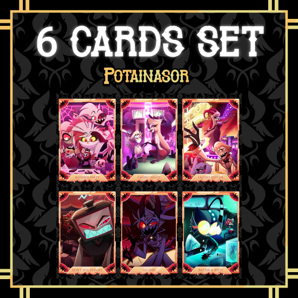 6 cards set 🔥😈 | Holographic Photocard | Hazbin Hotel | Potainasor 🖤✨️❤️ FAN CARD
