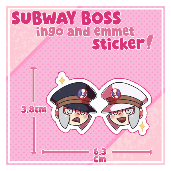 POKEMON Subway Boss Ingo And Emmet Faces Sticker