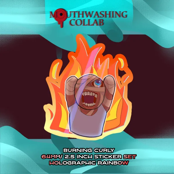 MOUTHWASHING burning curly Colored Edge Die Cut Stickers