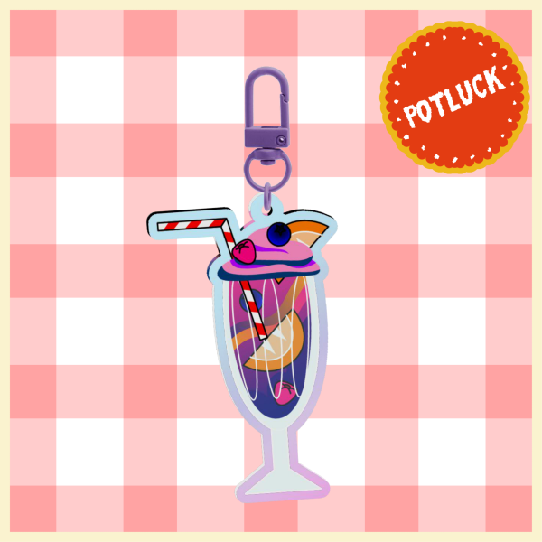 Orange Berry Smoothie Rainbow Acrylic Keychains