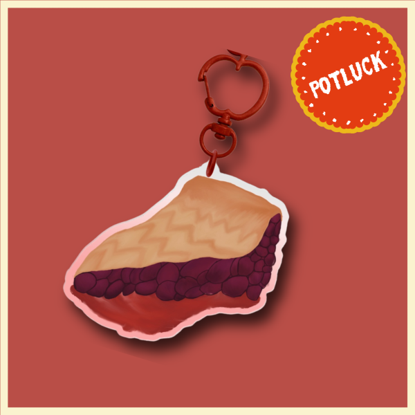 Double Sided Stained Glass Cherry Pie Acrylic Keychain