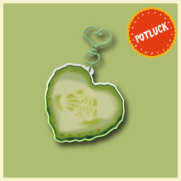 Double Sided Stained Glass Effect Cool As My Cucumber Heart Acrylic Keychain