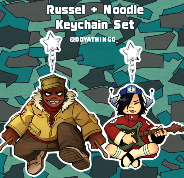 Russel + Noodle (Gorillaz) Keychain Set Of 2