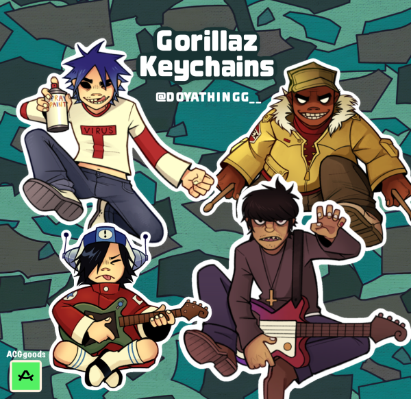 ALL Gorillaz (Phase 1) Keychains Set Of 4