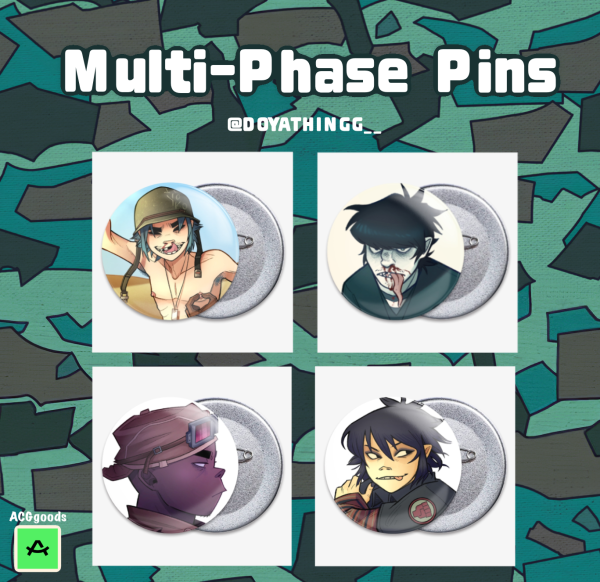 Multi-Phase (Gorillaz) Pins Set of 4