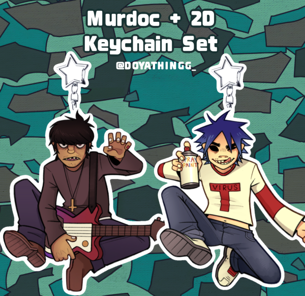 Murdoc + 2D (Gorillaz) Keychain Set Of 2