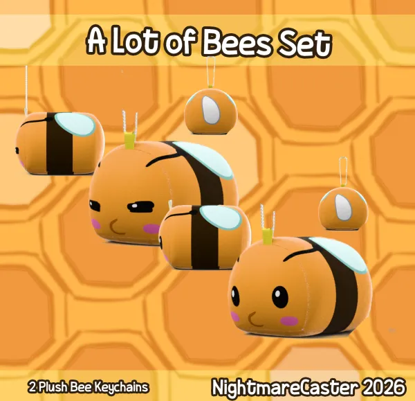A lot of Bees Plush Keychain Set