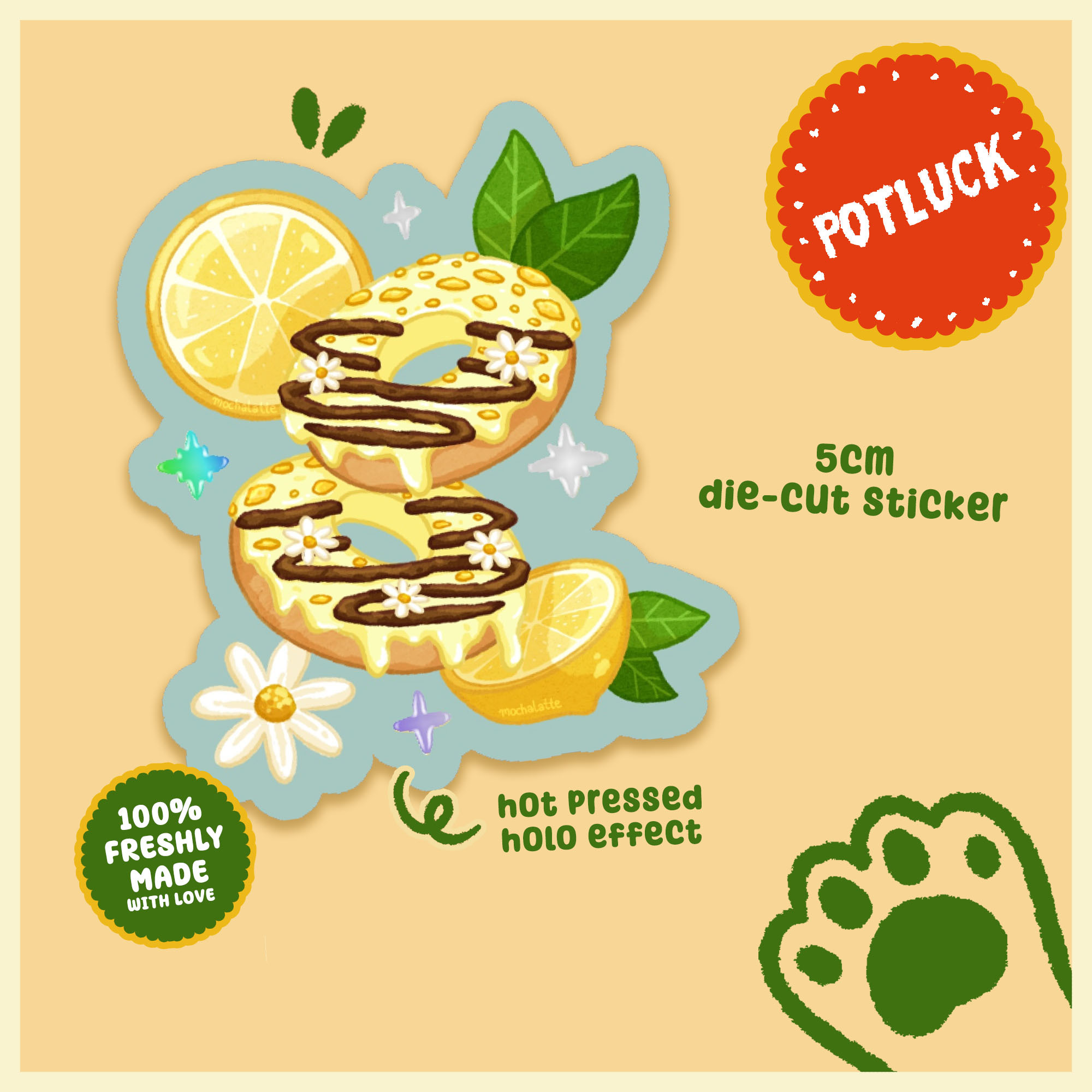 Lemon Choco Donut Die Cut Sticker