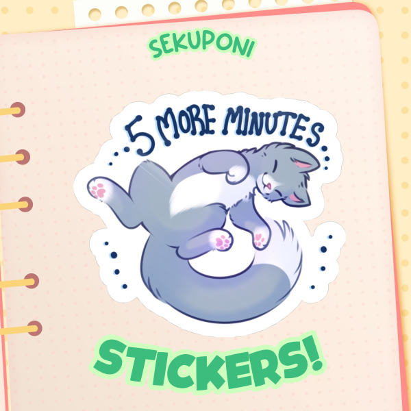 5 More Minutes Kitty Sticker