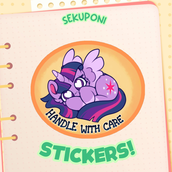Purple Handle-With-Care Sticker