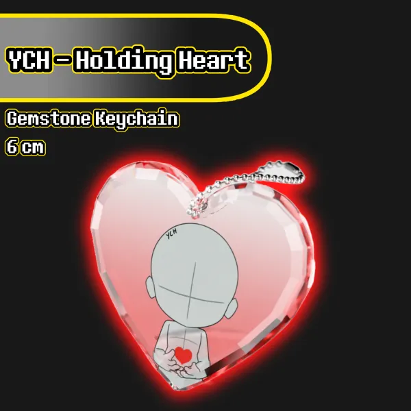YCH - Holding Heart Gemstone Keychain