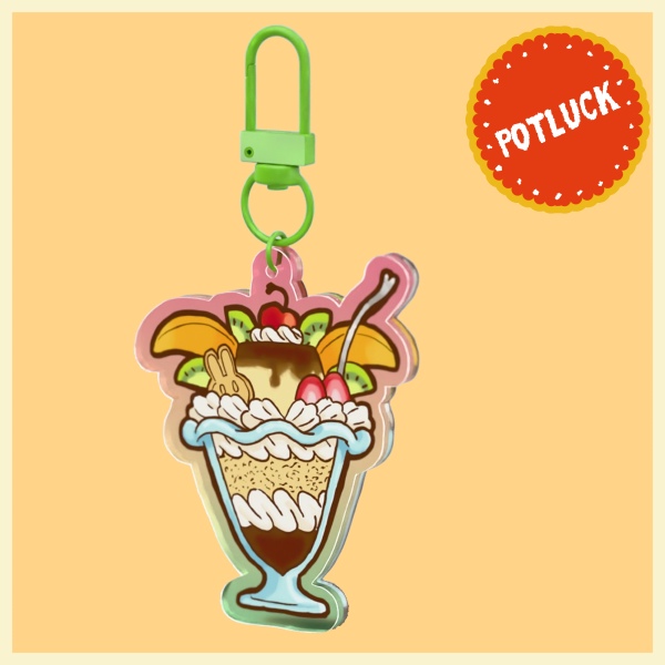 Great Potluck Flan Parfait Colored Edge Acrylic Keychains