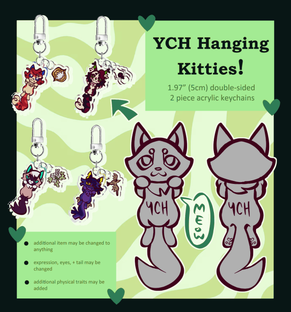 YCH Hanging Kitties Double-sided 2-piece Keychains