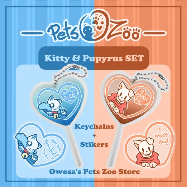 Kitty & Pupyrus Heart Set