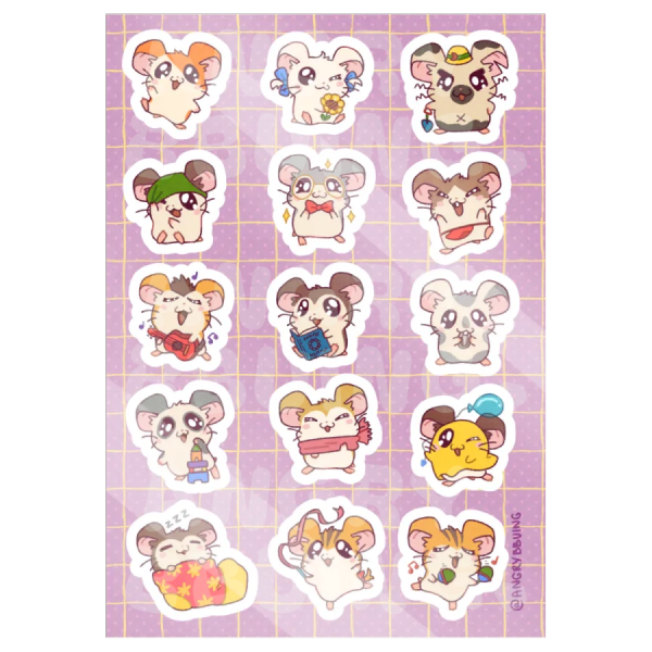 Hamtaro Coated Paper Stickers Sheet