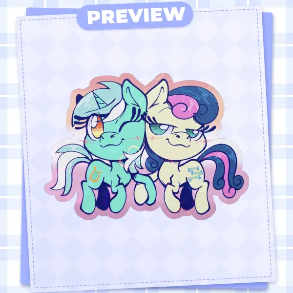 Chibi Lesbian Ponies Sticker