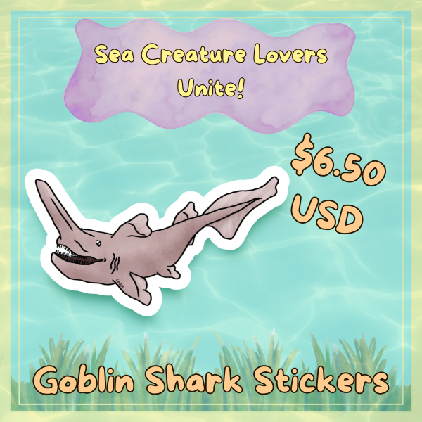 Chibi Goblin Shark  Die Cut Stickers