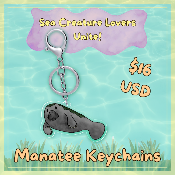 Manatee Ripple Acrylic Keychains