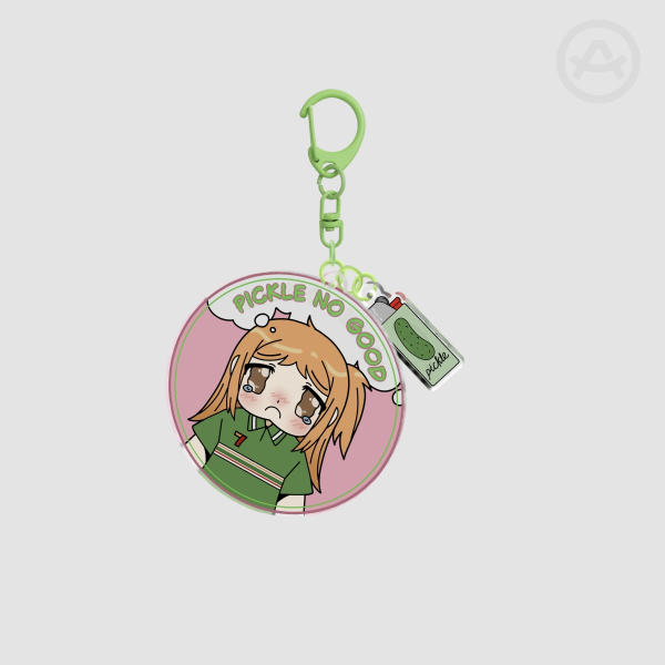 p~chan pickle no good 2-piece keychains