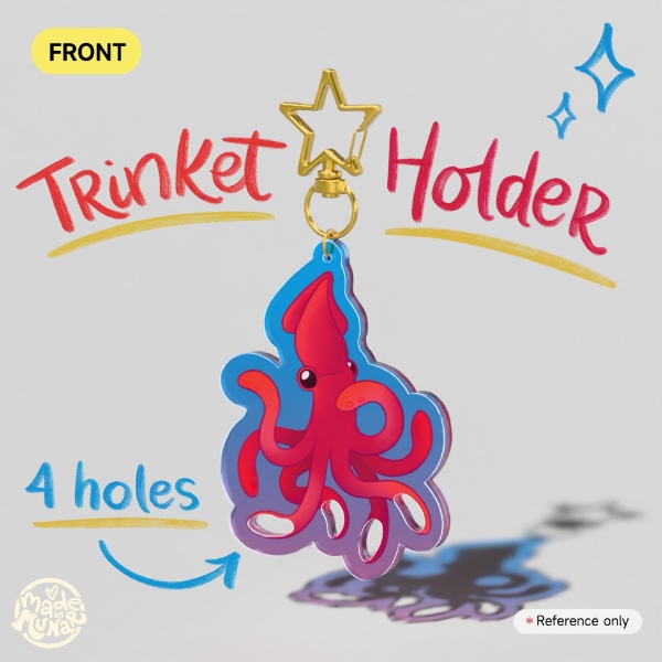 Squid Trinket Holder Clear Acrylic Keychains
