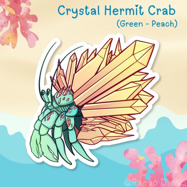 Crystal Hermit Crab - Green Peach